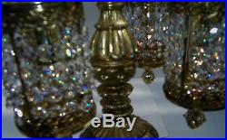 AB Crystal Waterfall Urn Prism Gold French Vtg Antique Swag Table Lamp Hollywood
