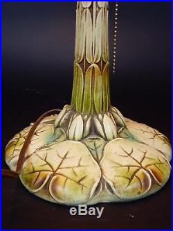 ANTIQUE Hand painted Slag glass lamp 22 inches