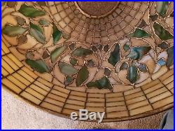 AUTHENTIC Tiffany Studios Oak Leaf & Acorn Leaded Stained Slag Glass Table Lamp