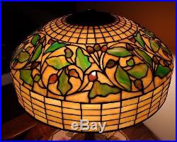 AUTHENTIC Tiffany Studios Oak Leaf & Acorn Leaded Stained Slag Glass Table Lamp