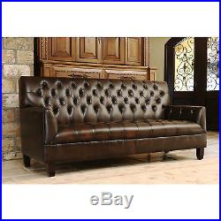 Abbyson Alessio Brown Leather Living Room Sofa Set