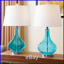 Abbyson Luciana Turquoise Glass Table Lamp (Set of 2)