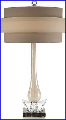Accent Lamp Table John-richard Pearlized Pearl Crystal Glass Marble New