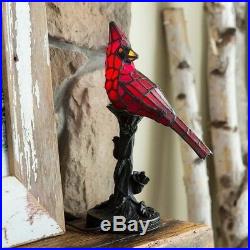 Accent Table Lamp Stained Glass Lamps Tiffany Style Lighting Desk Light Bird Red