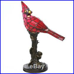 Accent Table Lamp Stained Glass Lamps Tiffany Style Lighting Desk Light Bird Red