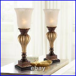 Accent Table Lamps 23 1/4 High Set of 2 Gold Uplight Shade Living Room Bedroom
