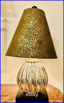 Aidan Gray Silver Antiqued Mercury Glass Table Lamp 17.5H Blk Base Gold Accents