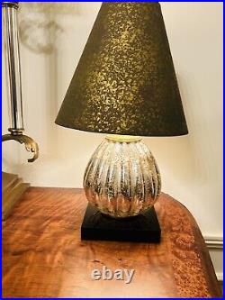 Aidan Gray Silver Antiqued Mercury Glass Table Lamp 17.5H Blk Base Gold Accents