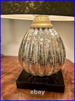 Aidan Gray Silver Antiqued Mercury Glass Table Lamp 17.5H Blk Base Gold Accents