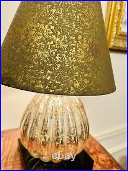 Aidan Gray Silver Antiqued Mercury Glass Table Lamp 17.5H Blk Base Gold Accents