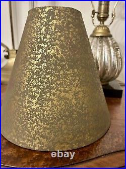 Aidan Gray Silver Antiqued Mercury Glass Table Lamp 17.5H Blk Base Gold Accents