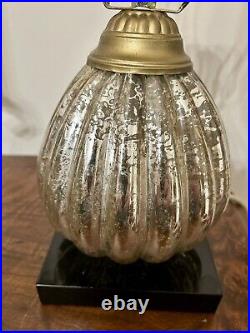 Aidan Gray Silver Antiqued Mercury Glass Table Lamp 17.5H Blk Base Gold Accents