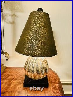 Aidan Gray Silver Antiqued Mercury Glass Table Lamp 17.5H Blk Base Gold Accents