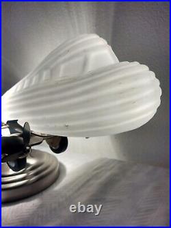 Airplane Table Lamp Vintage Aviation Frosted Glass Chrome Retro Desk Light