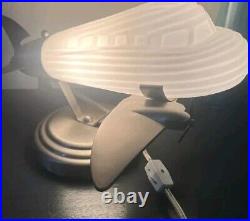 Airplane Table Lamp Vintage Aviation Frosted Glass Chrome Retro Desk Light