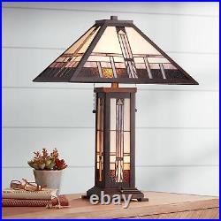 Alfred Mission Tiffany Style Table Lamp 26 High Bronze with Nightlight Bedroom