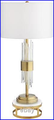Aloise Mid Century Modern Table Lamp with Riser 31 1/4 Tall Brass Clear Glass