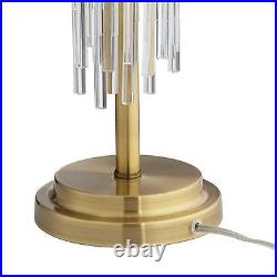 Aloise Mid Century Modern Table Lamp with Riser 31 1/4 Tall Brass Clear Glass