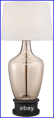 Ania Modern Table Lamp with Black Round Riser 35 1/4 Tall Clear Champagne Glass