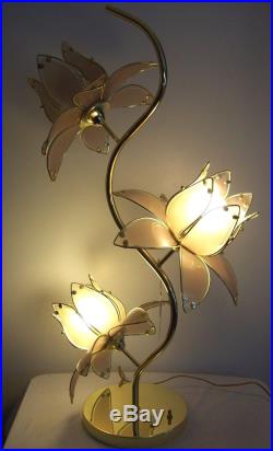 Anthony California 37 snake lamp flower pedals glass brass table or floor lamp