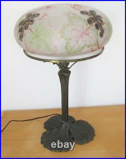 Antique 1920's Art Nouveau Reverse Painted Glass Dome Table Lamp Weber
