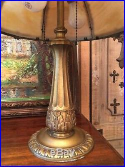 Antique 1920's Marked E. Miller & Co Slag Glass Library Lamp Excellent