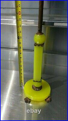 Antique Art Deco Yellow Jadeite Uranium Slag Vaseline Glass Houze Lamp Topaz