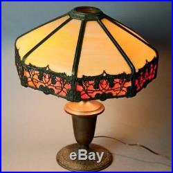 Antique Arts & Crafts Slag Glass Bradley & Hubbard School Table Lamp
