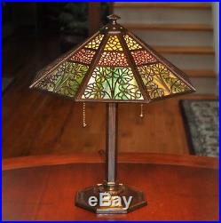 Antique Arts and Crafts Bradley and Hubbard Lamp B&H Slag Glass Lamp