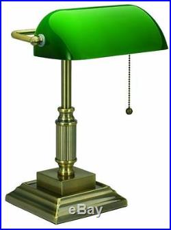 Antique Bankers Lamp Desk Glass Shade Green Student Piano Table Light Adjustable