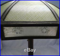 Antique Bradley & Hubbard Lamp16 Panel Reverse Painted GlassMissionArtsCraft