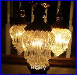 Antique Brass Chandelier Crystal Real Carved Glass Lantern Lamp Victorian Shade
