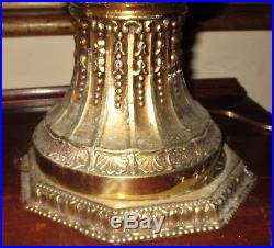 Antique Brass Chandelier Crystal Real Carved Glass Lantern Lamp Victorian Shade