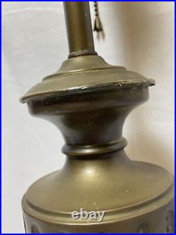 Antique Brass Urn Table Lamp Base For Stained Slag Glass Double Socket 2 Light