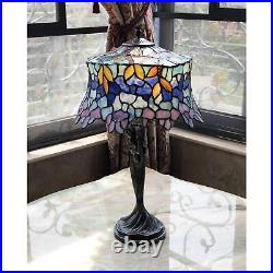Antique Bronze Finish Stained Glass Wisteria Tiffany Style Table Lamp