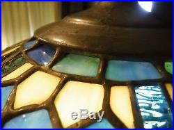 Antique Classical Urn & Griffin Motif Lamp Base with 20 Stained Glass Shade