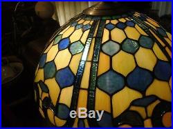Antique Classical Urn & Griffin Motif Lamp Base with 20 Stained Glass Shade