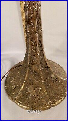 Antique Empire Lamp Company Slag Glass Lamp With Overlay Table Lamp