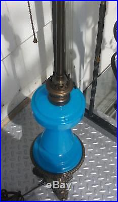 Antique French Blue Opaline Glass Lamps Burner Marked Non Plus Ultra Brenner HS