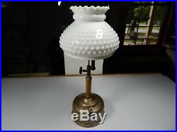 Antique GAS PRESSURE TABLE LAMP Lantern Milk Glass SHADE 1920's Coleman Fuel