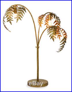 Antique Gold Palm Leaf Table Lamp Palm Tree Tropical Retro