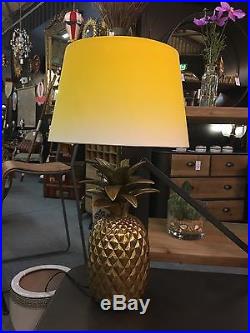 Antique Gold Pineapple Table Lamp with Graduating Yellow & White Shade 55cm High