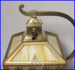 Antique Greek Key Arts & Crafts Bradley & Hubbard Slag Glass Desk Lamp B & H