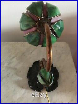 Antique Handel Pond Lily Tulip Signed Art Glass Shade, Table / Desk Lamp