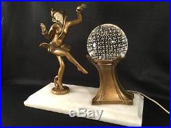 Antique J. B. Hirsch Gerdago Art Deco Pixie Harlequin Dancer Glass Ball Lamp