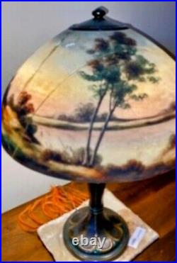 Antique Jefferson Reverse Painted Table Lamp