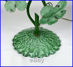 Antique Large Murano Italy Art Glass Grape & Leaf Table Lamp