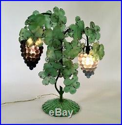 Antique Large Murano Italy Art Glass Grape & Leaf Table Lamp