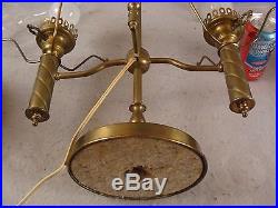 Antique Lg. Emeralite Brass Double Cased Green Glass Shade Student Lamp BEST