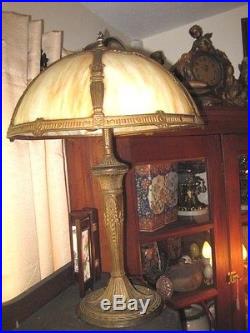 Antique MILLER Carmel Slag Glass Table Lamp
